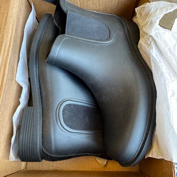 Madewell Women's Size 10 Black Chelsea Rain Boots Pull On Rubber Goth Grunge - Picture 10 of 10